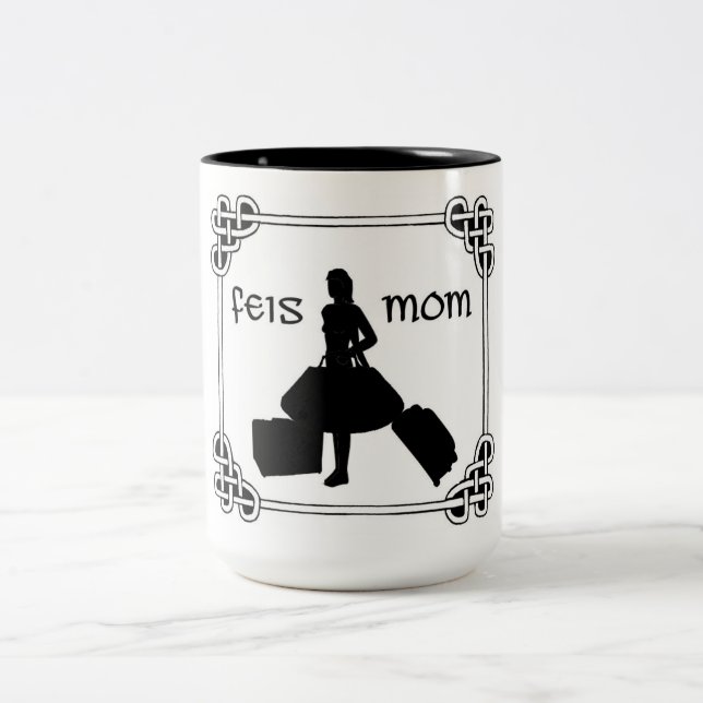 Irish Dance Celtic Knot Feis Mom Two-Tone Coffee Mug (Center)
