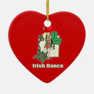 Irish dance heart ceramic ornament