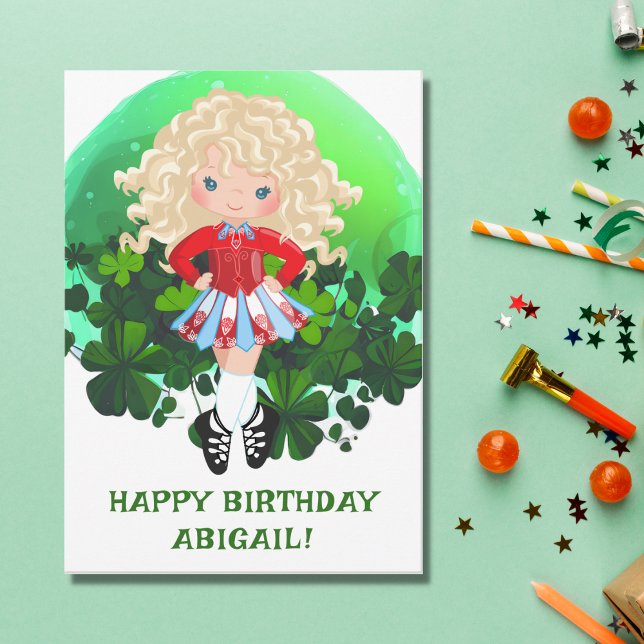 Irish Dance St. Patrick's Day Clovers Birthday Card (Creator Uploaded)
