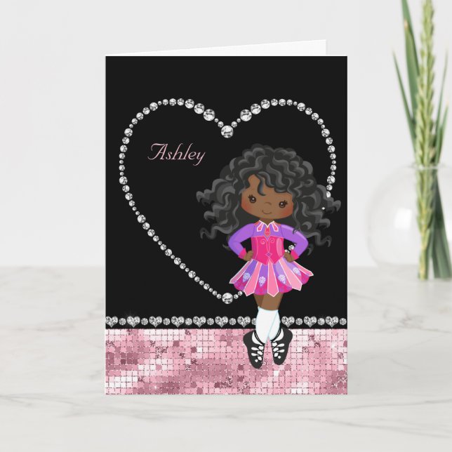 Irish Dance Valentine's Day Rhinestone Heart Holiday Card (Front)