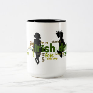 Irish Dance Wordle - Black Two-Tone Coffee Mug