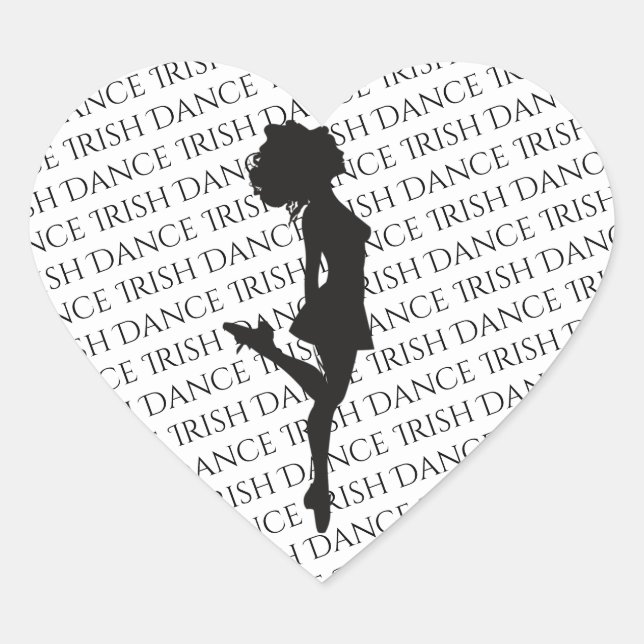 Irish Dancer Hard Shoe Black and White Dance Heart Sticker (Front)