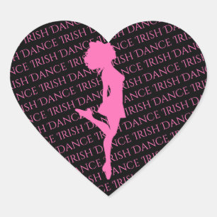 Irish Dancer Hard Shoe Pink and Black Dance Heart Sticker