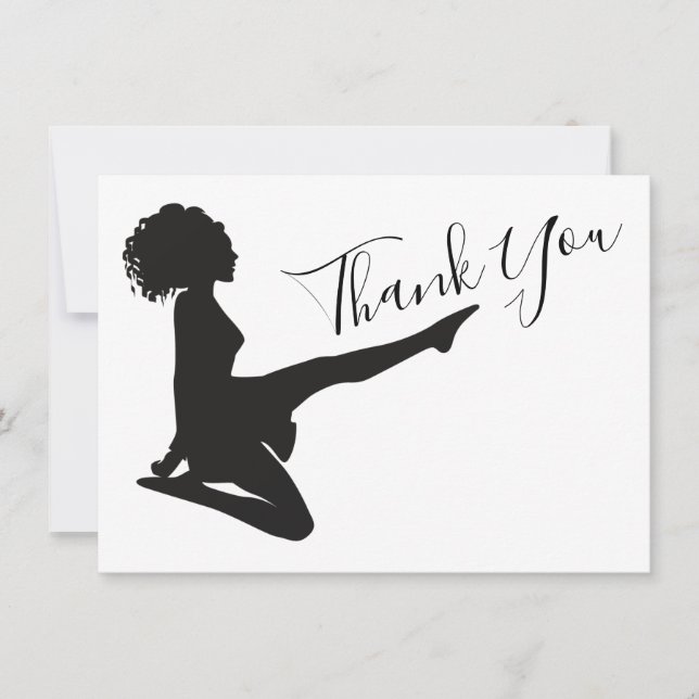 Irish Dancer Soft Shoe Dancing Black White Dance Thank You Card (Front)