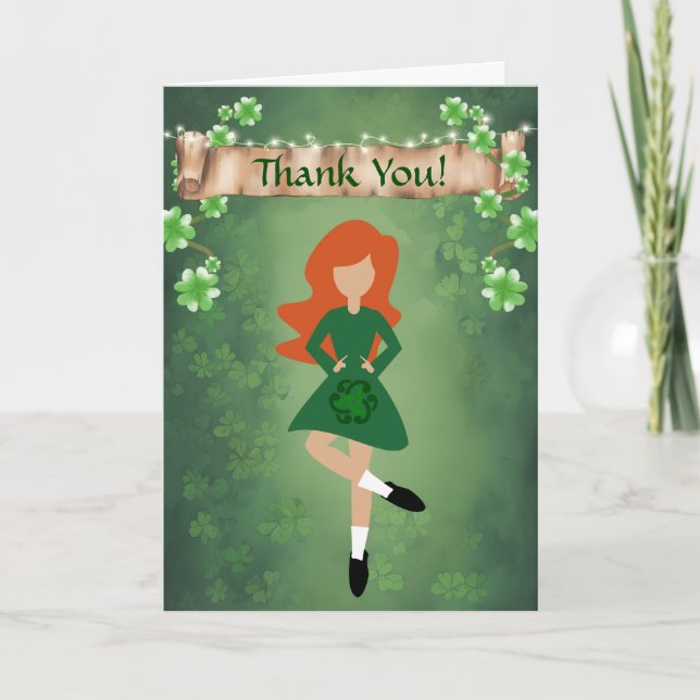 Irish Dancer with Red Hair Irish Step Dance Thank You Card (Front)