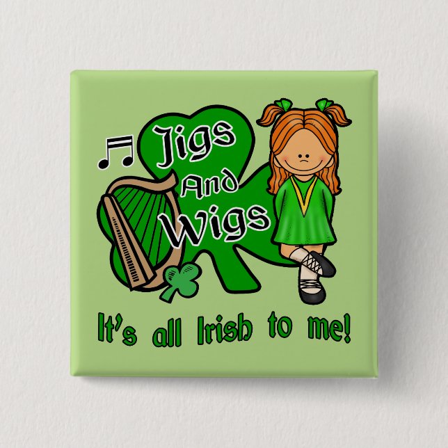 Irish Dancer's, Irish Dancing Badge 2 Inch Square Button (Front)
