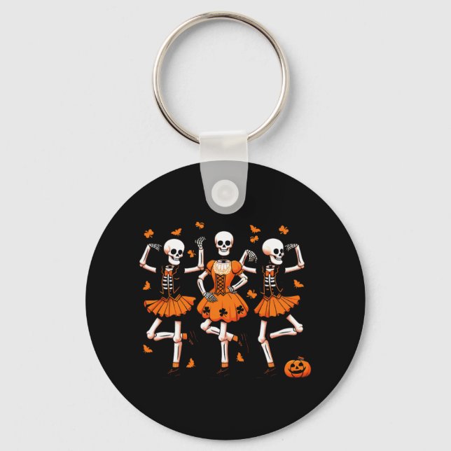 Irish Dancing Skeletons Spooky Dance Halloween Wom Keychain (Front)