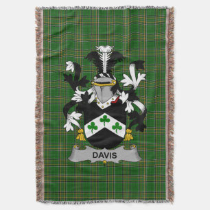 Irish Davis Coat of Arms Family Crest Ireland Throw Blanket