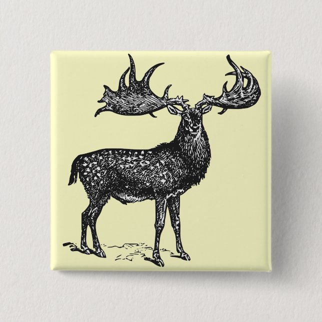 Irish Deer 2 Inch Square Button (Front)