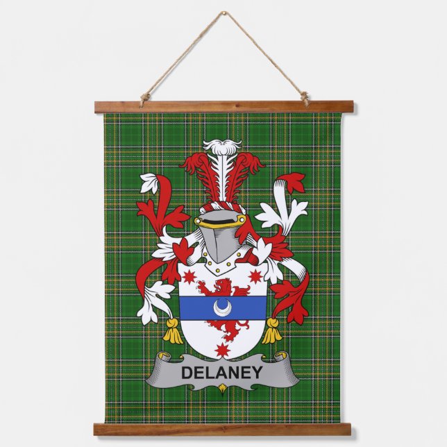 Irish Delaney or O_Delany Coat of Arms Family Cres Hanging Tapestry (Front)