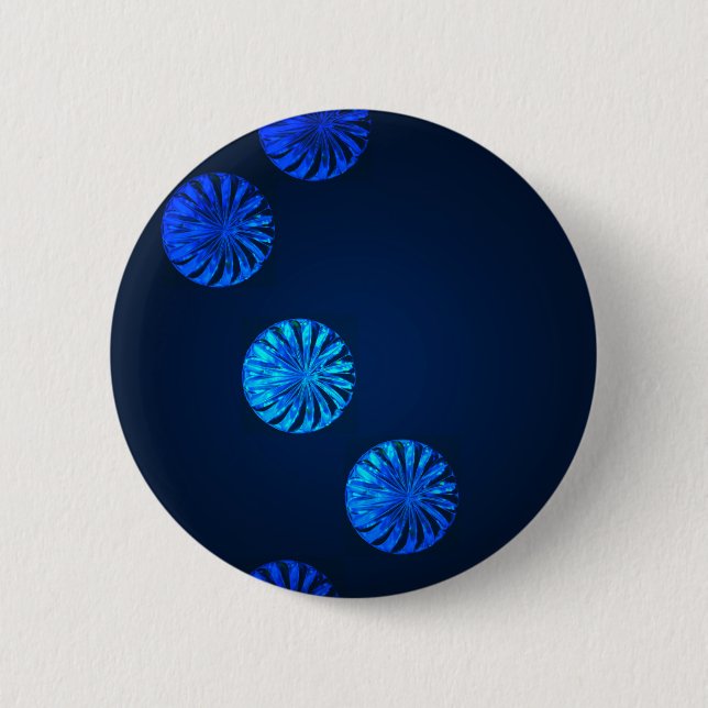 Irish Design Blue Crystal 2 Inch Round Button (Front)