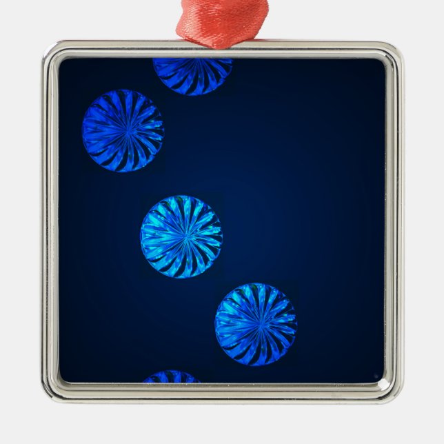 Irish Design Blue Crystal Metal Ornament (Front)