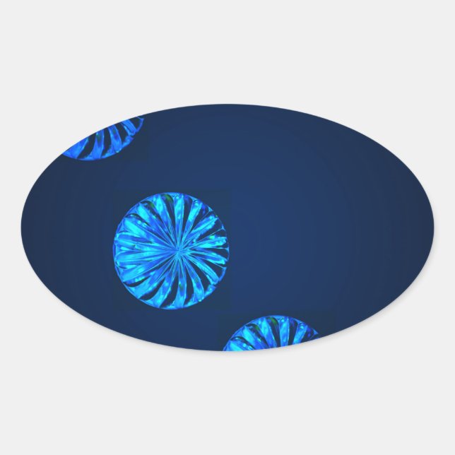 Irish Design Blue Crystal Oval Sticker (Front)