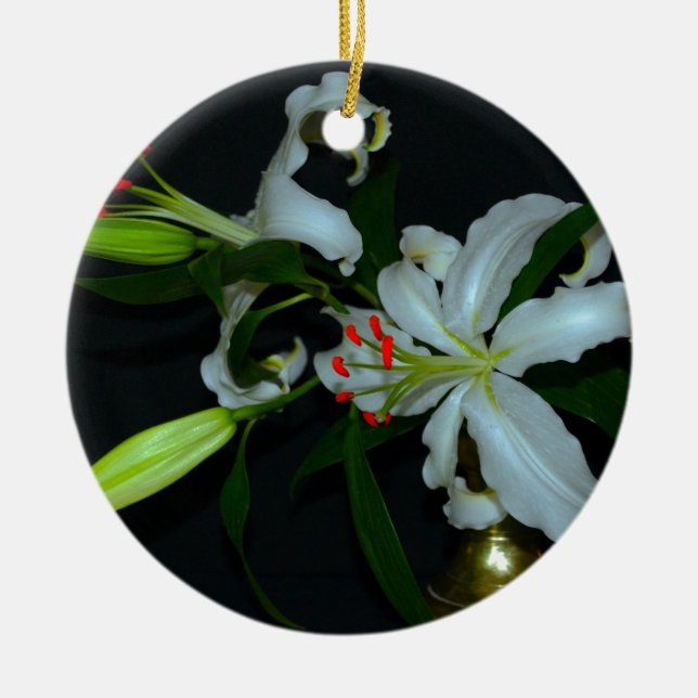 Irish Design-Brass and Flower Collection Ceramic Ornament (Front)