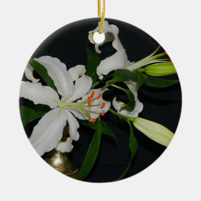 Irish Design-Brass and Flower Collection Ceramic Ornament (Front)