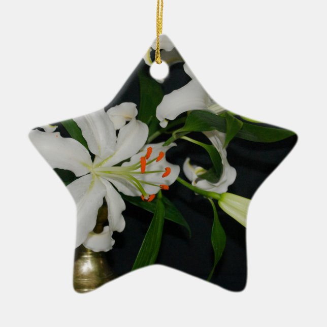 Irish Design-Brass and Flower Collection Ceramic Ornament (Front)
