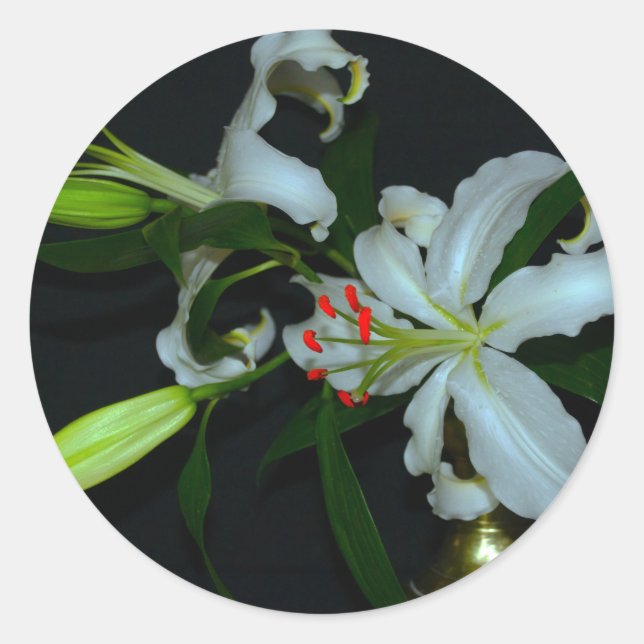 Irish Design-Brass and Flower Collection Classic Round Sticker (Front)