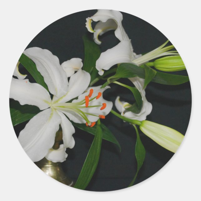 Irish Design-Brass and Flower Collection Classic Round Sticker (Front)