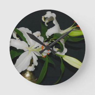 Irish Design-Brass and Flower Collection Round Clock
