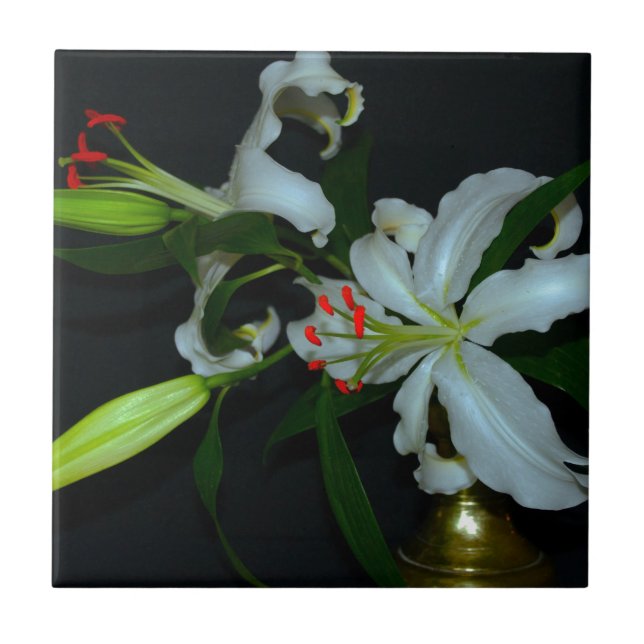 Irish Design-Brass and Flower Collection Tile (Front)