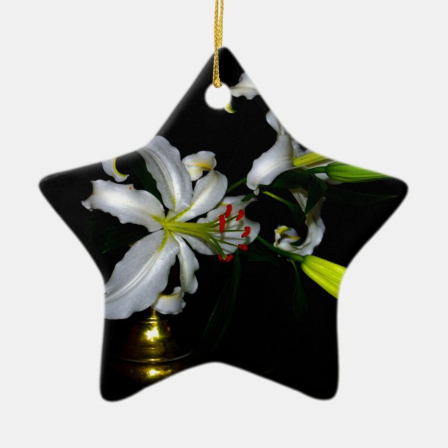 Irish Design-Brass and Flower Design Ceramic Ornament (Front)