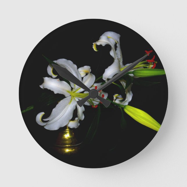Irish Design-Brass and Flower Design Round Clock (Front)