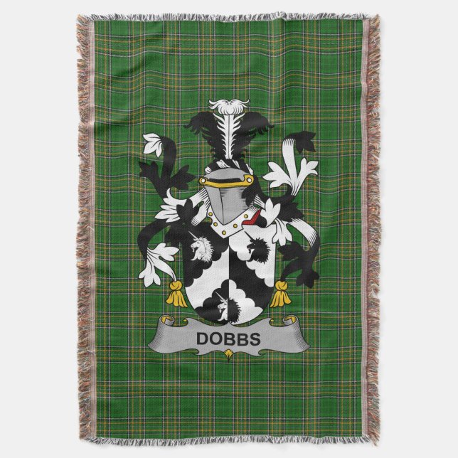 Irish Dobbs Coat of Arms Family Crest Ireland Throw Blanket (Front Vertical)
