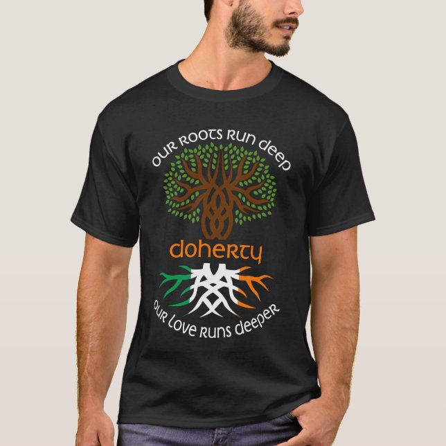 Irish DOHERTY Family Name Our Love Runs Deeper T-Shirt (Front)