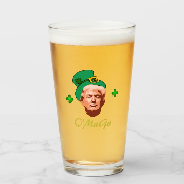 Irish Donald 'O"MaGa' Trump St. Patrick's Day Glass (Front Filled)