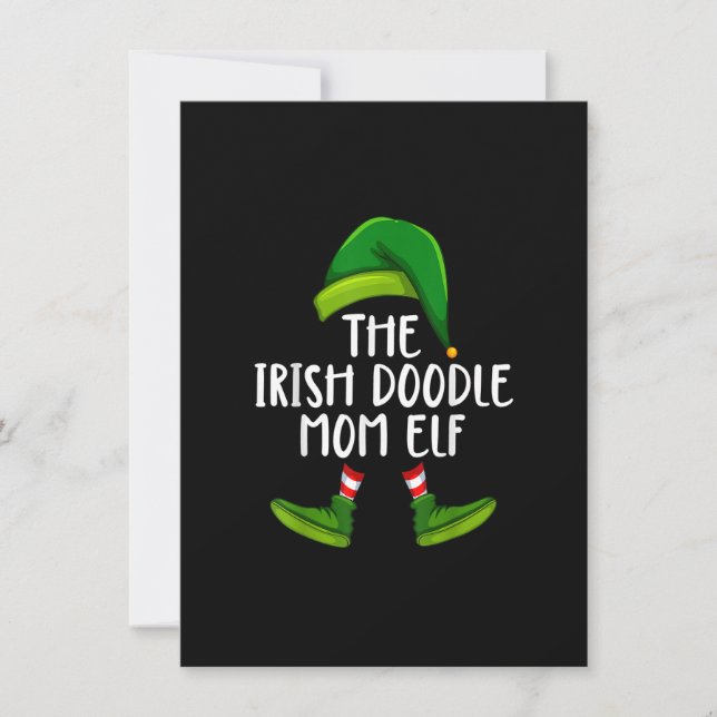 Irish Doodle Mom Dog Elf Funny Christmas Pajama X  Invitation (Front)