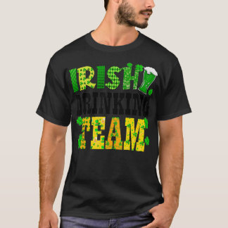 Irish Drinking Team Beer Glass Shamrocks Saint Pat T-Shirt
