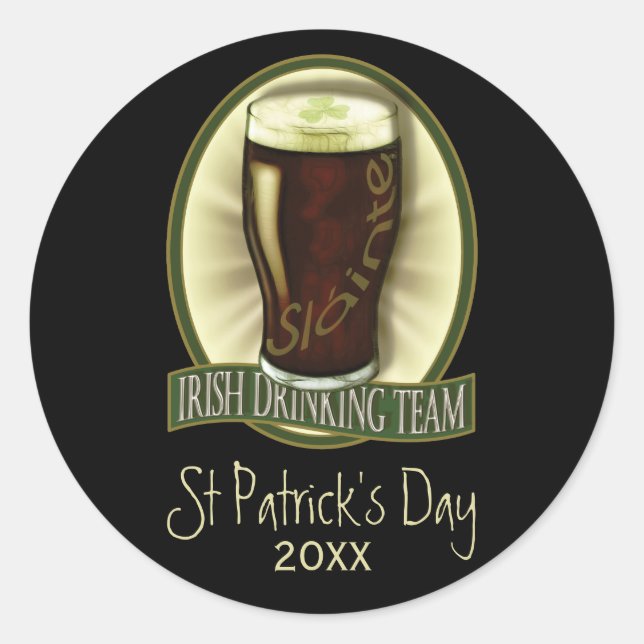 Irish Drinking Team Personalized Classic Round Sticker (Front)