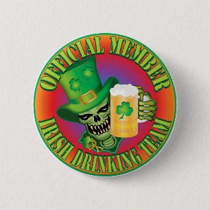 Irish Drinking Team Skull 2 Inch Round Button