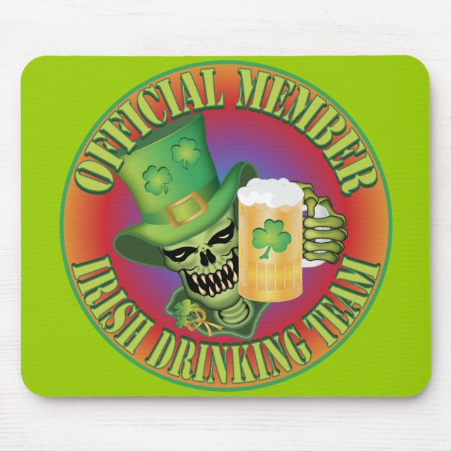 Irish Drinking Team Skull Mouse Pad (Front)