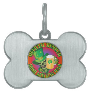 Irish Drinking Team Skull Pet Tag