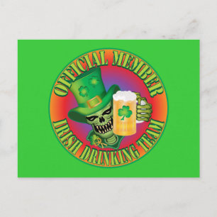Irish Drinking Team Skull Postcard