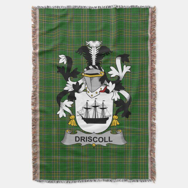  Irish Driscoll or O_Driscoll Coat of Arms Family  Throw Blanket (Front Vertical)