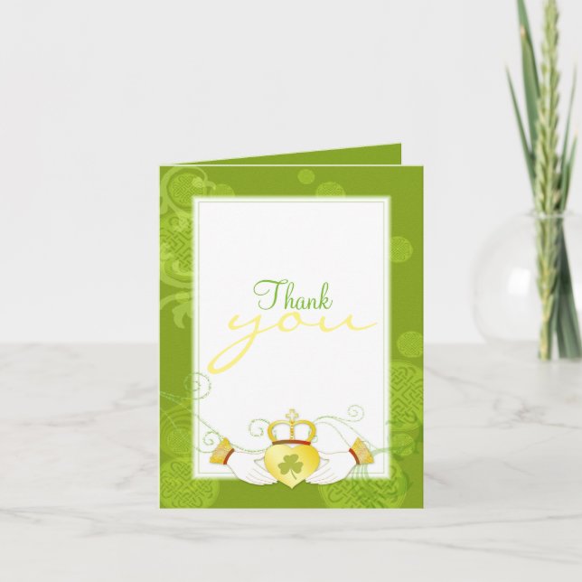 Irish Elegance Claddagh Mariage Carte de remerciem (Devant)