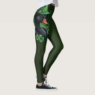 Irish Elegance, The Black Swan of St. Patrick Leggings