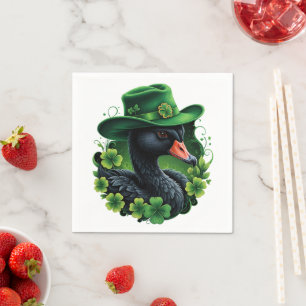 Irish Elegance, The Black Swan of St. Patrick Napkin
