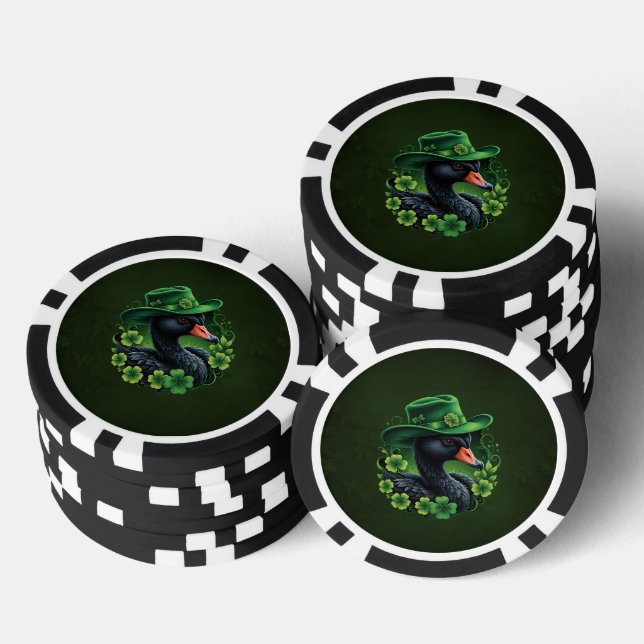 Irish Elegance, The Black Swan of St. Patrick Poker Chips (Stack)