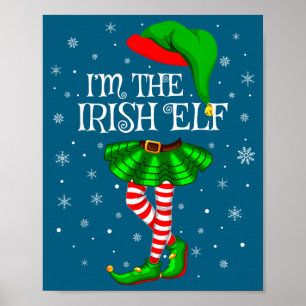 Irish Elf Christmas Matching Family Women Girls El Poster