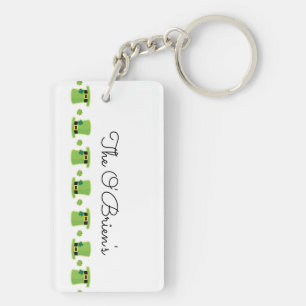 Irish Family NAME Shamrock Green Ireland Hat  Keychain