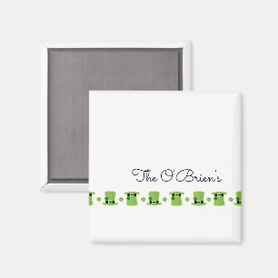 Irish Family NAME Shamrocks Green Hats   Magnet