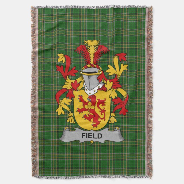  Irish Field Coat of Arms Family Crest Ireland Throw Blanket (Front Vertical)