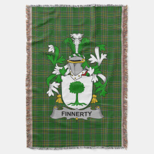  Irish Finnerty or O_Finaghty Coat of Arms Family  Throw Blanket
