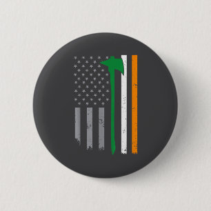 Irish Firefighter American Flag Cool St Patricks D 2 Inch Round Button