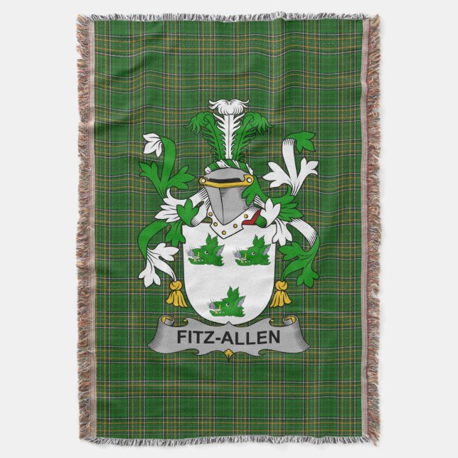  Irish Fitz-Allen Coat of Arms Family Crest Irelan Throw Blanket (Front Vertical)