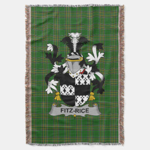  Irish Fitz-Rice Coat of Arms Family Crest Ireland Throw Blanket