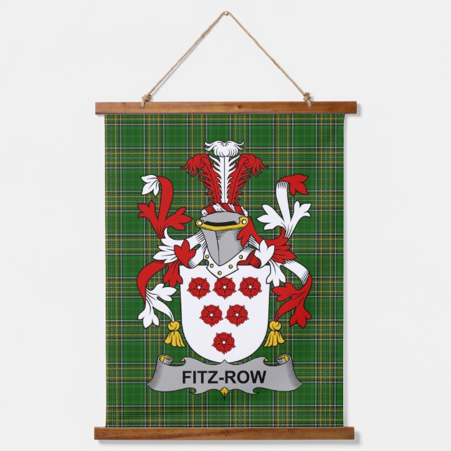 Irish Fitz-Row Coat of Arms Family Crest Hanging Tapestry (Front)